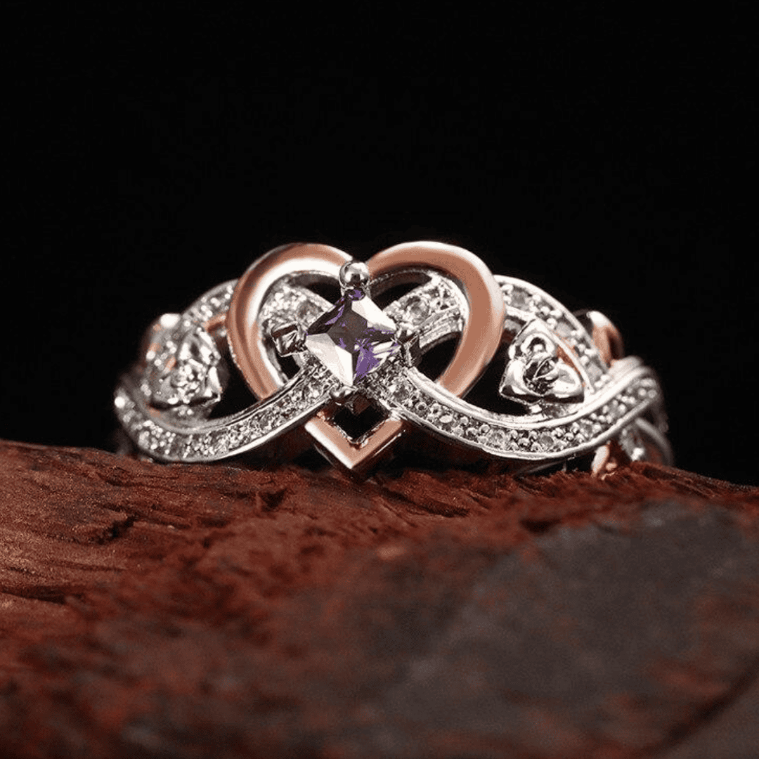Amethyst Heart Infinity Promise Ring