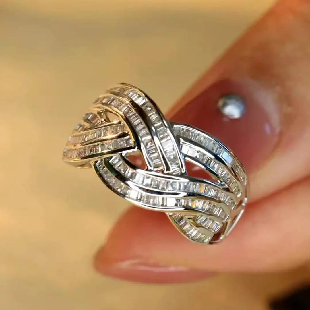 Wave Cross Zirconia Ring