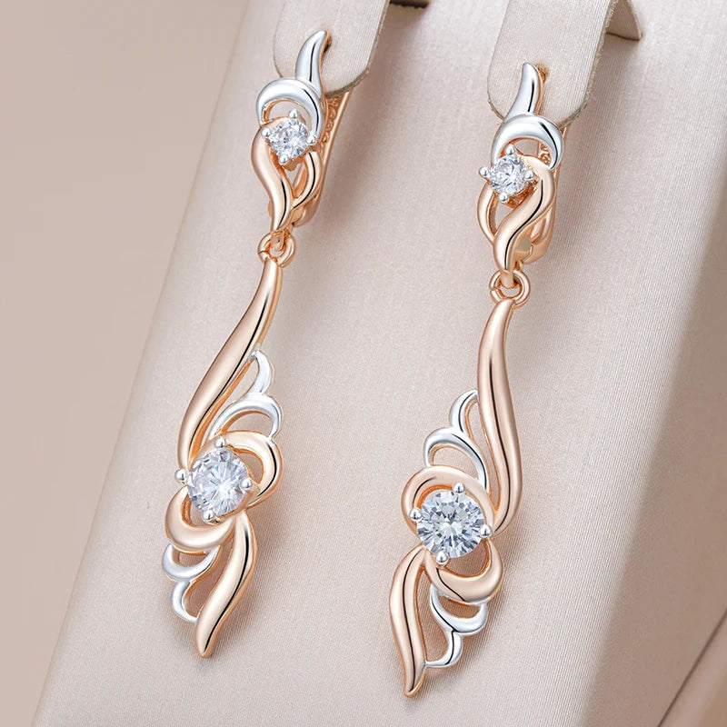 Graceful Floral Drop Zirconia Earrings