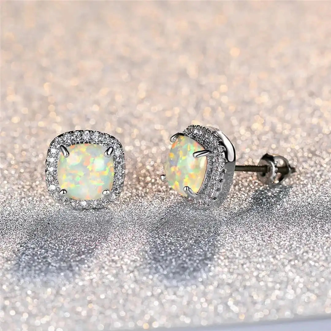 Timeless Round Fire Opal Stud Earrings