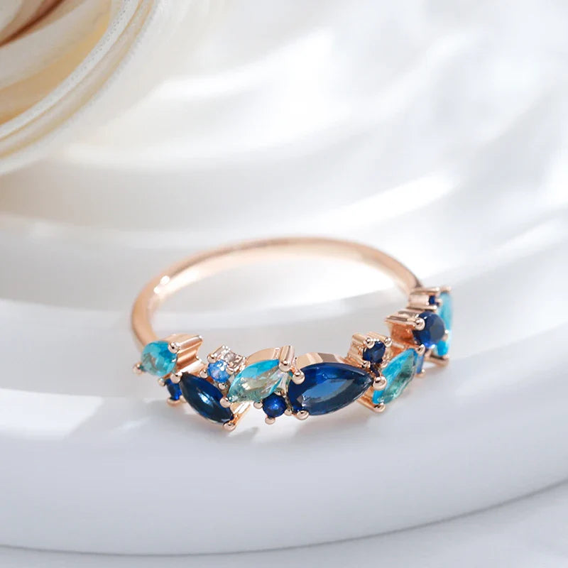 Opulent Sapphire Aqua Ring