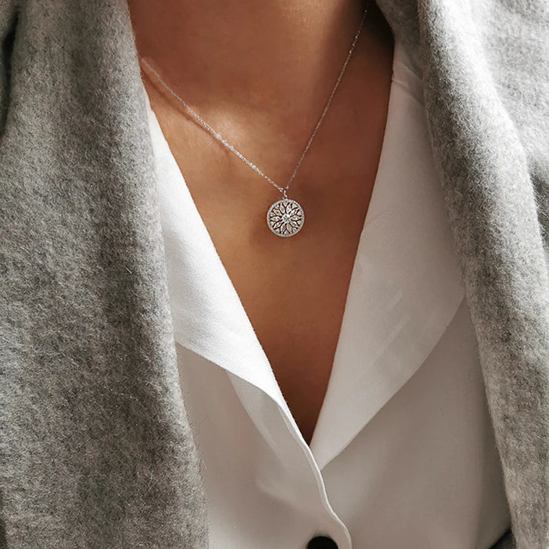 Lavish Sunflower Zirconia Necklace