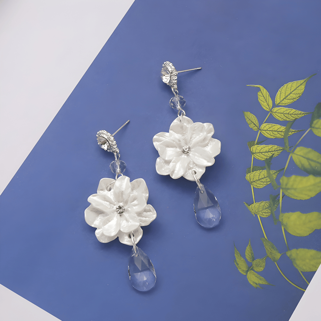 White Blossom Statement Earrings