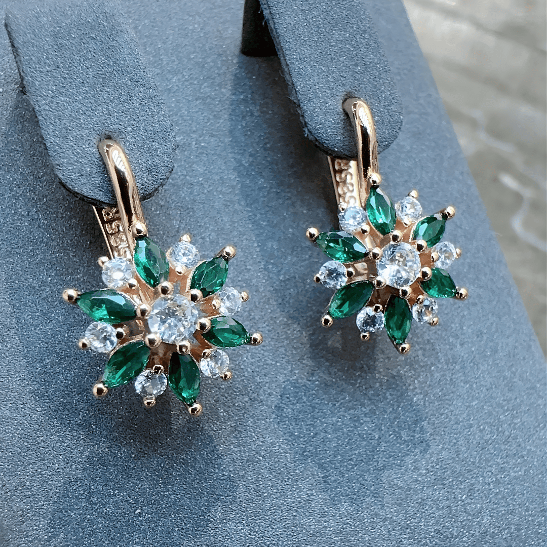 Emerald Floral Bloom Earrings