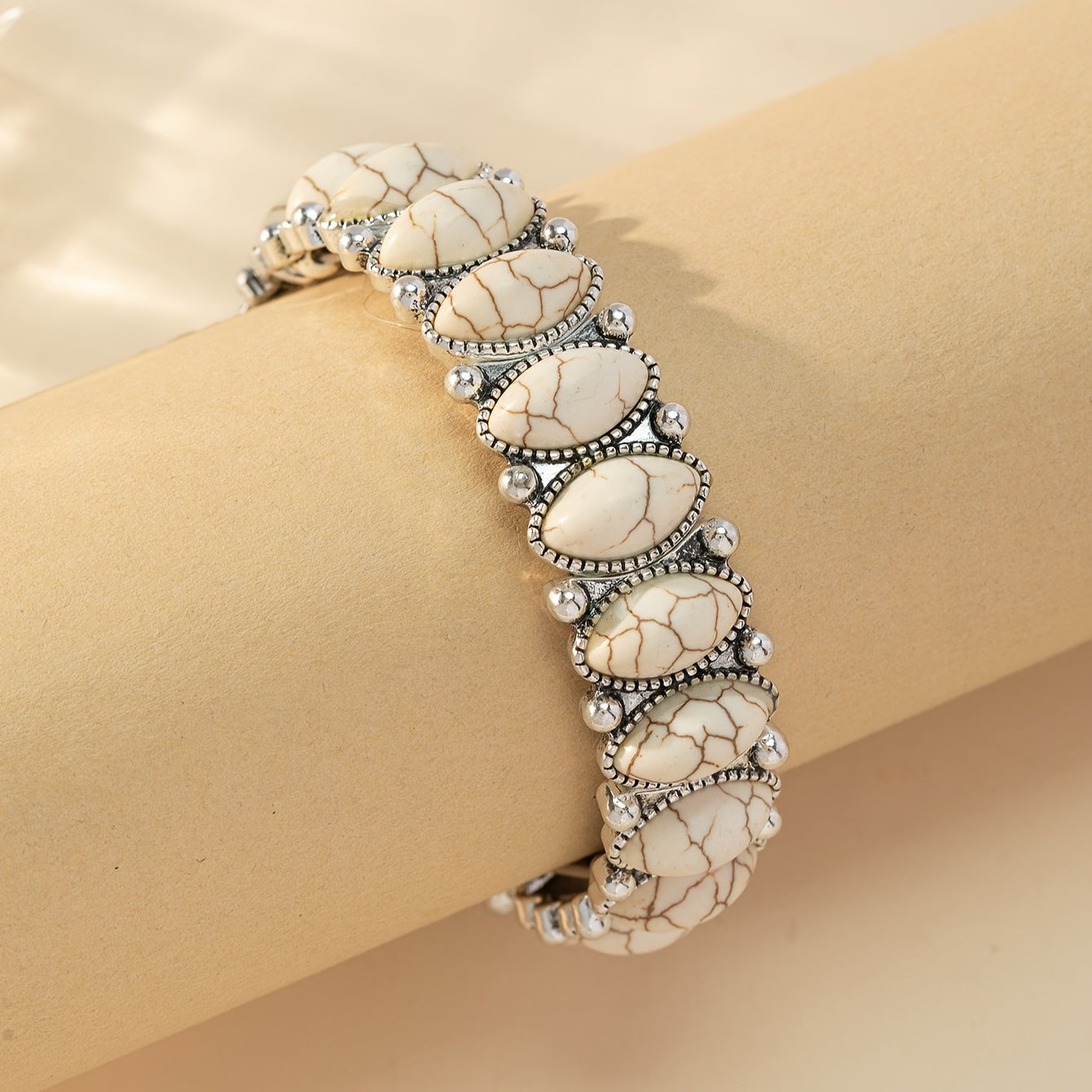 Boho Horse Eye Stone Bangle
