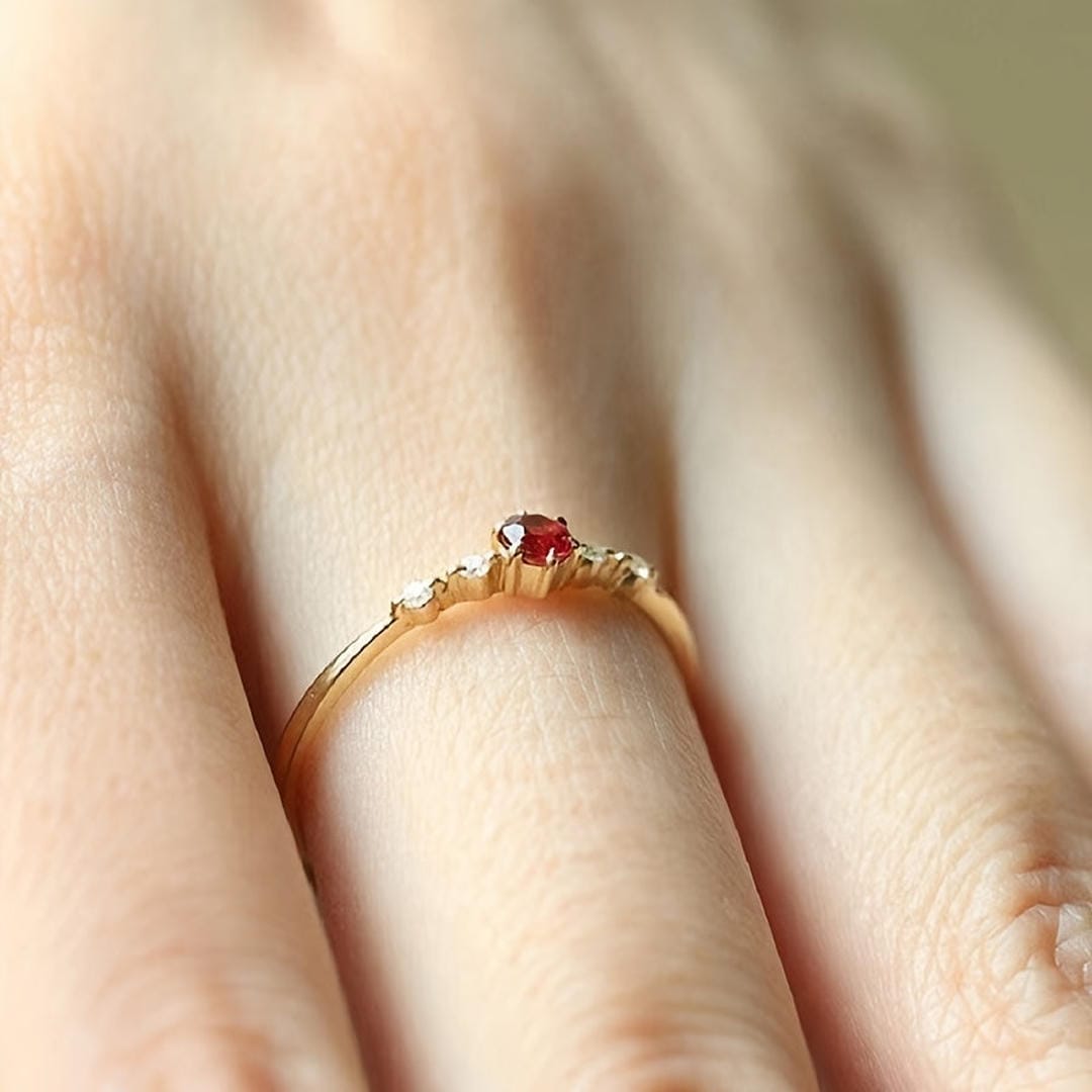 Petite Ruby Crystal Promise Ring