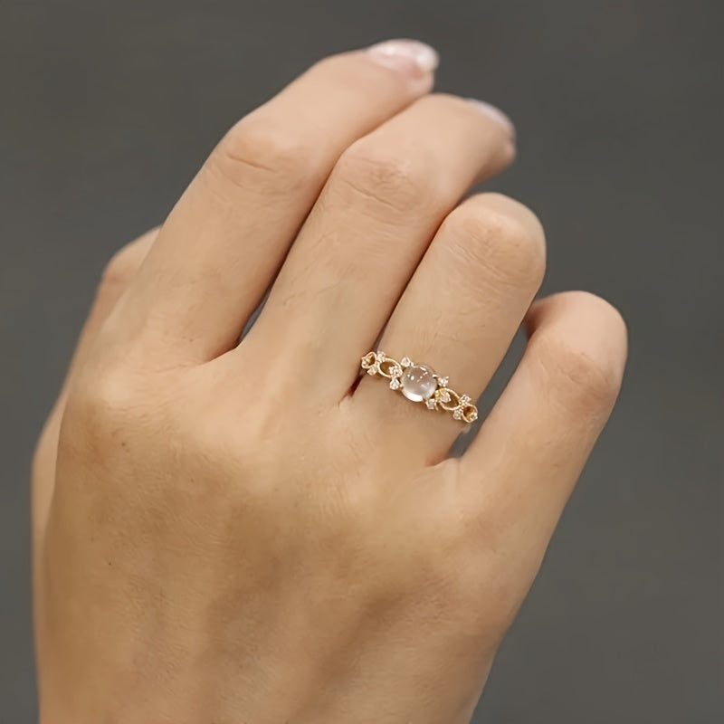 Golden Moonstone Elegant Ring