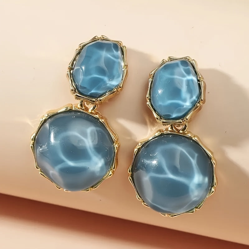 Bohemian Geometric Oval Resin Drop Earrings