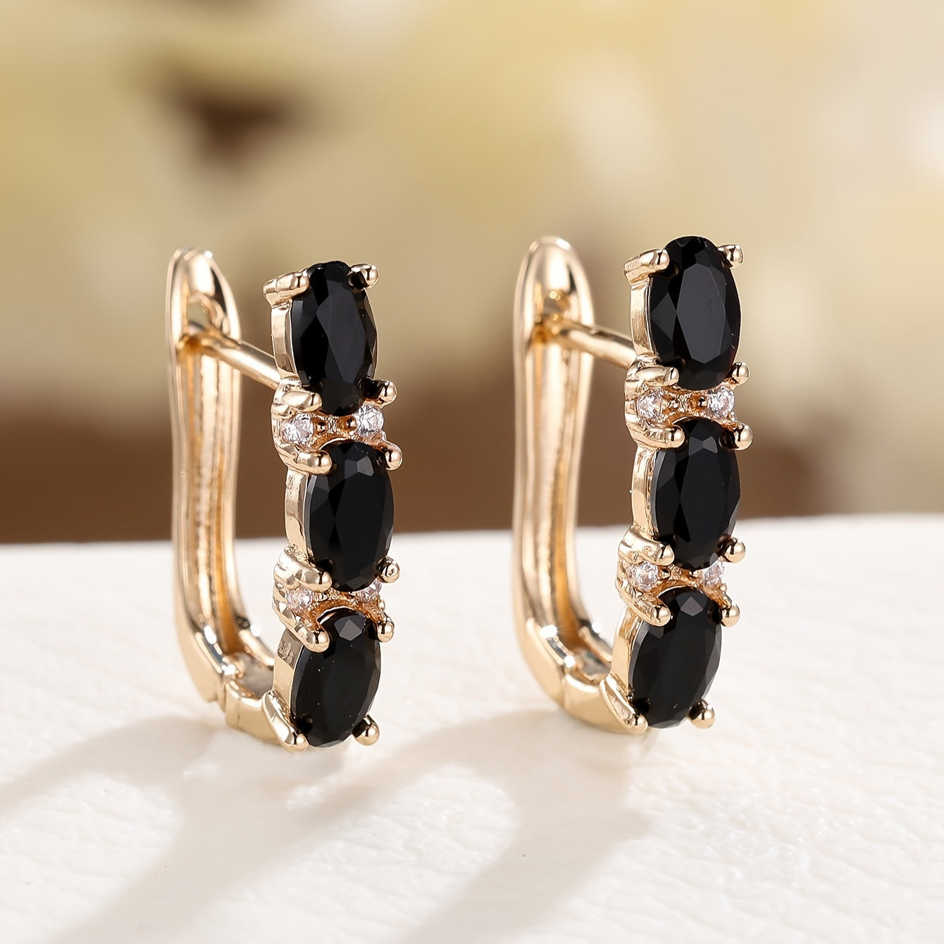 Golden Noir Drop Earrings