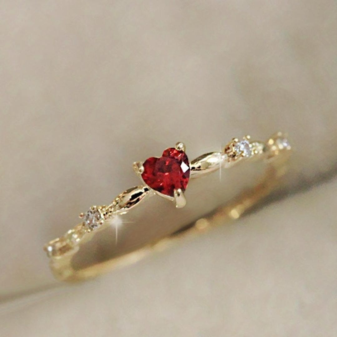 Petite Heart Ruby Ring