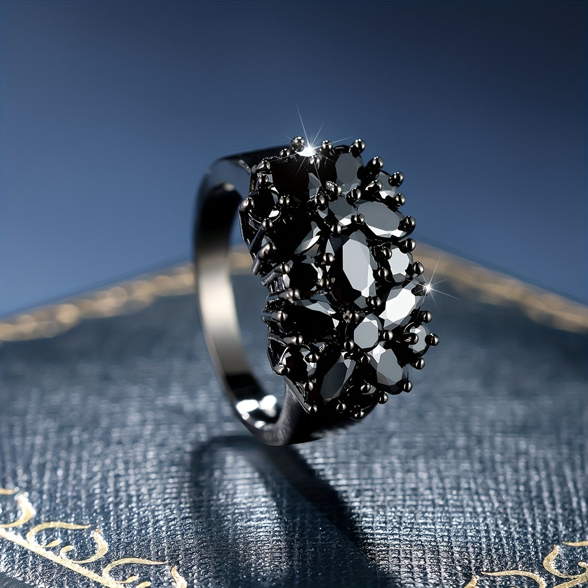 Shimmery Black Zirconia Ring