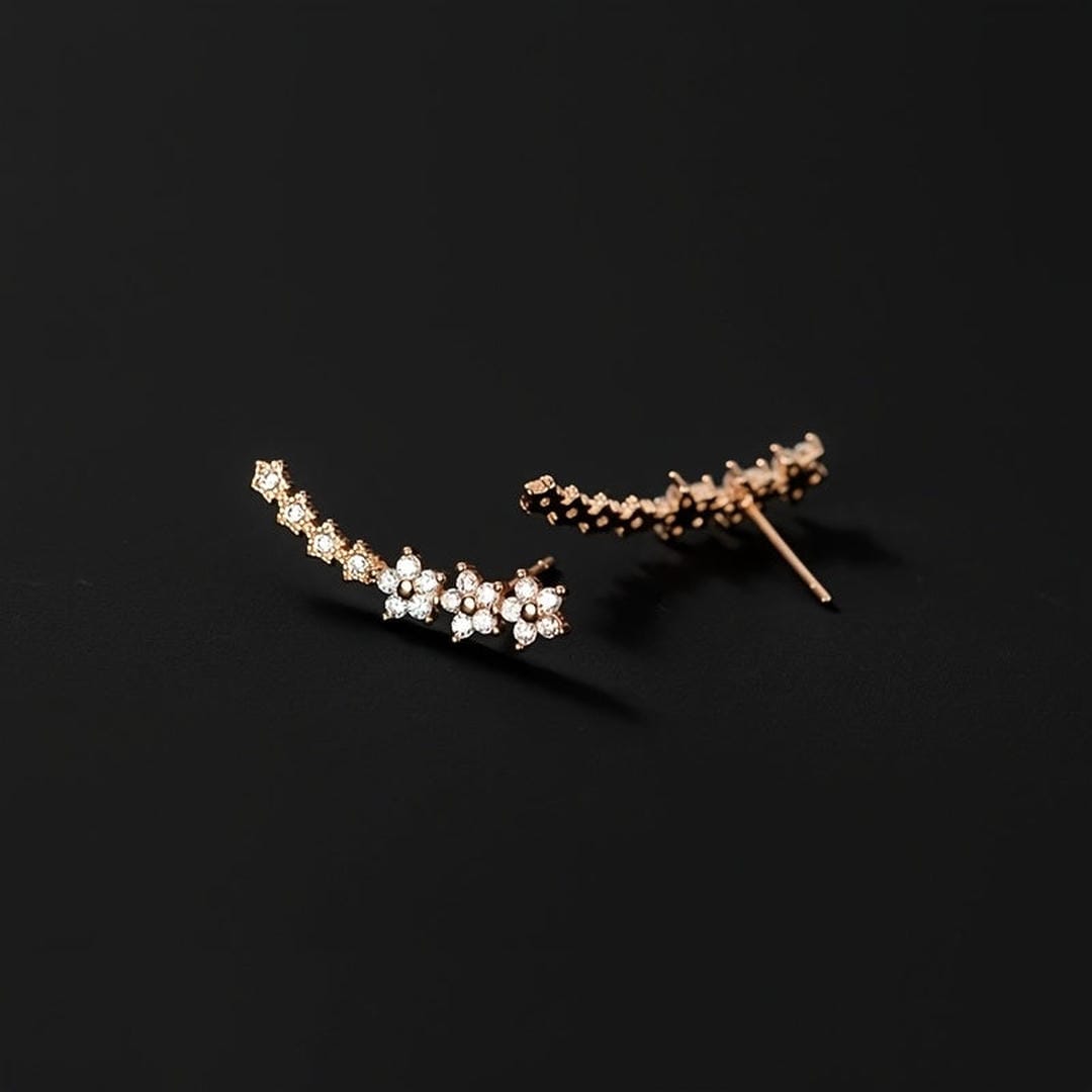 Sparkling Flower Drop Statement Earrings