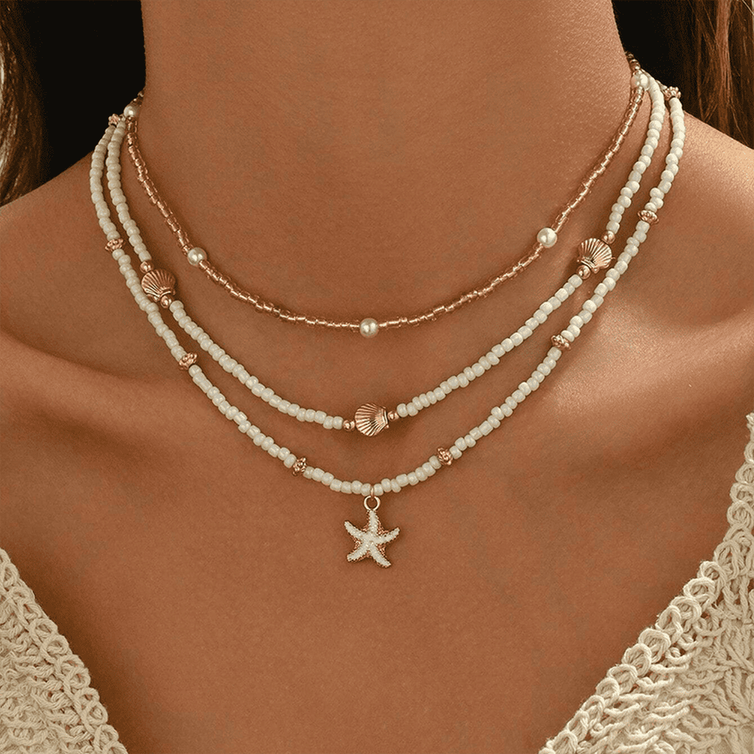Seaside Starfish Beaded Layer Necklace