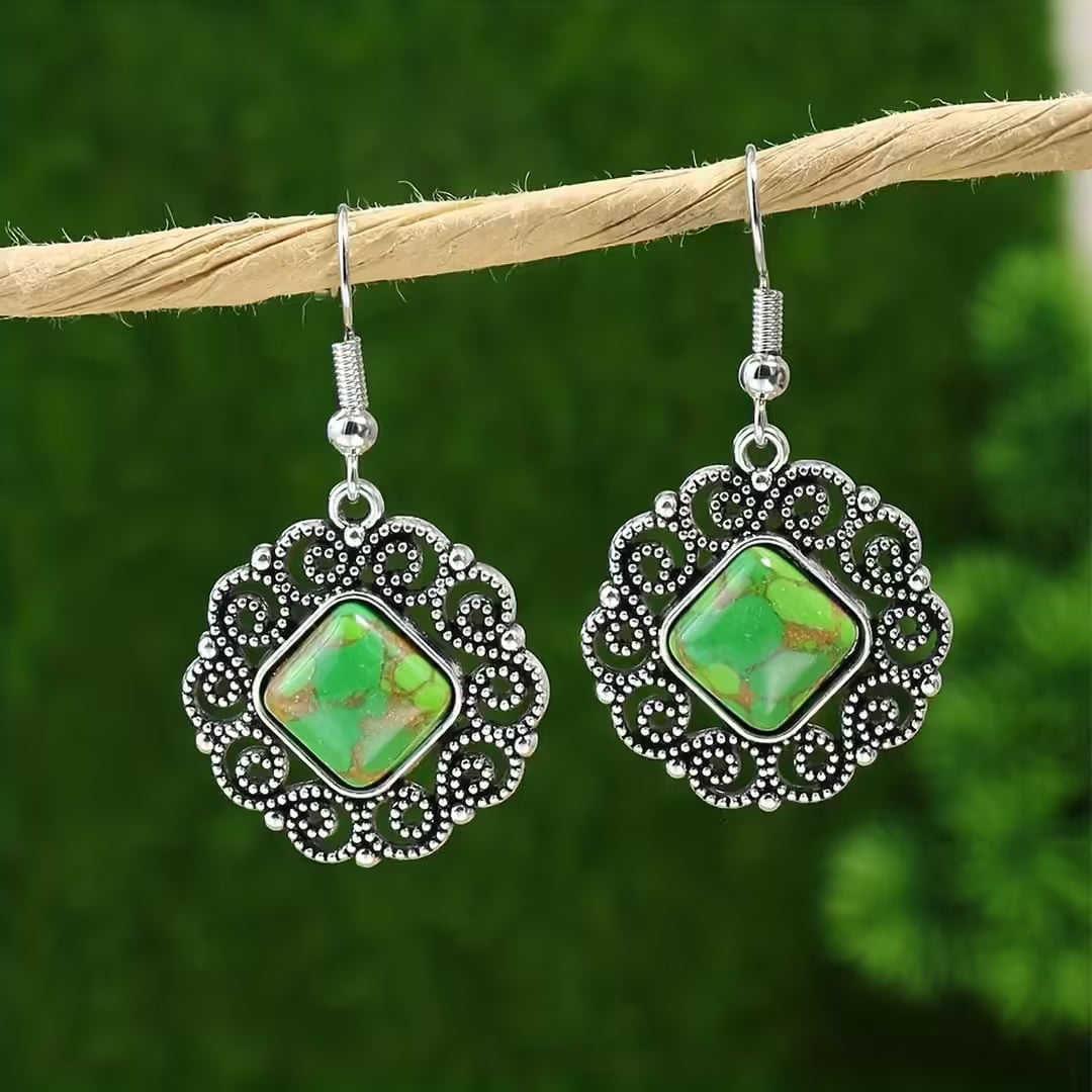 Silver Mandala Earrings & Matching Necklace