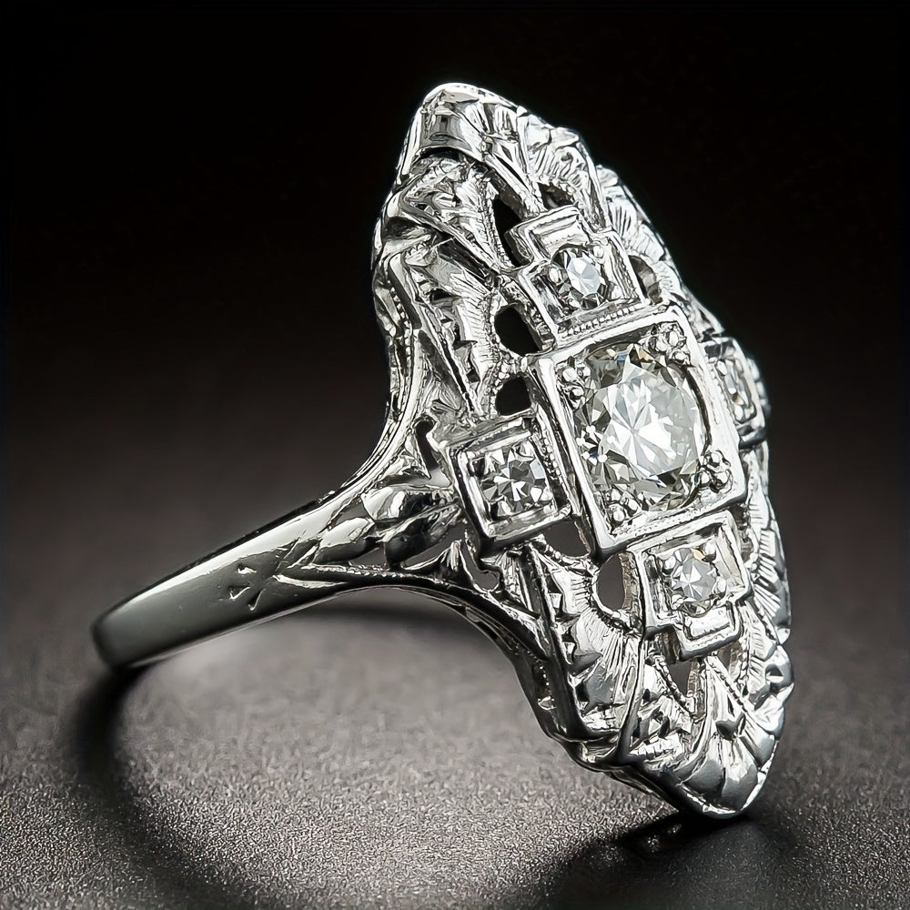 Vintage Hollow Inlay Zirconia Ring
