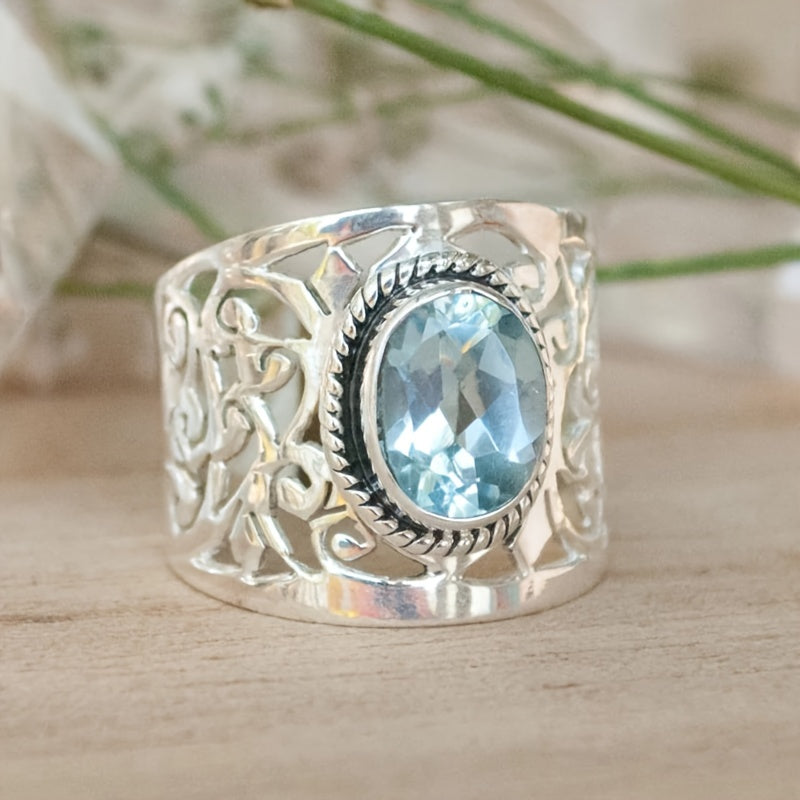 Wide Bohemian Crystal Ring