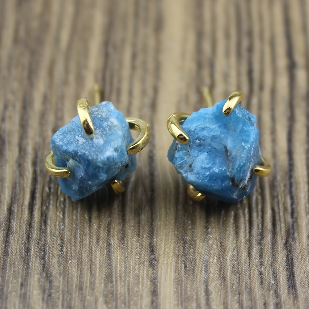 Irregular Mineral Four Claw Stud Earrings