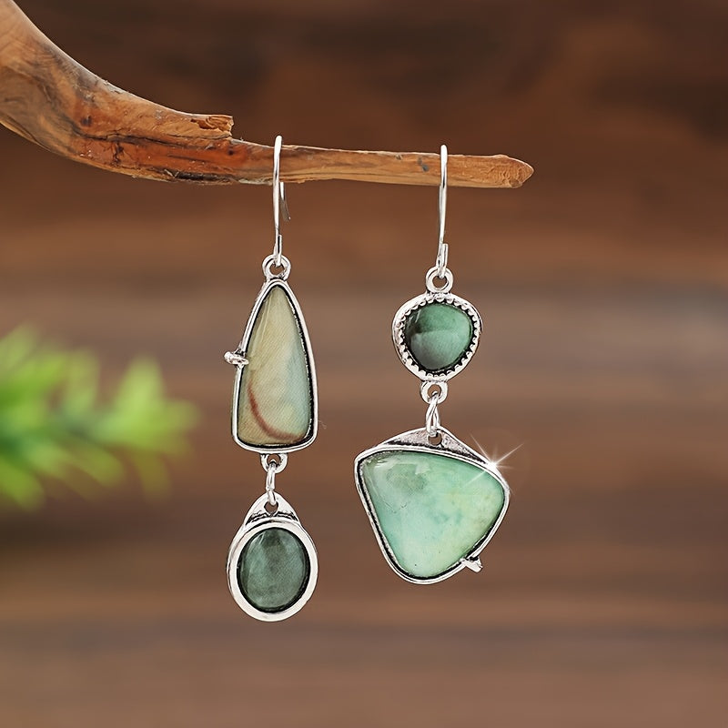 Geometric Asymmetrical Punk Texture Earrings