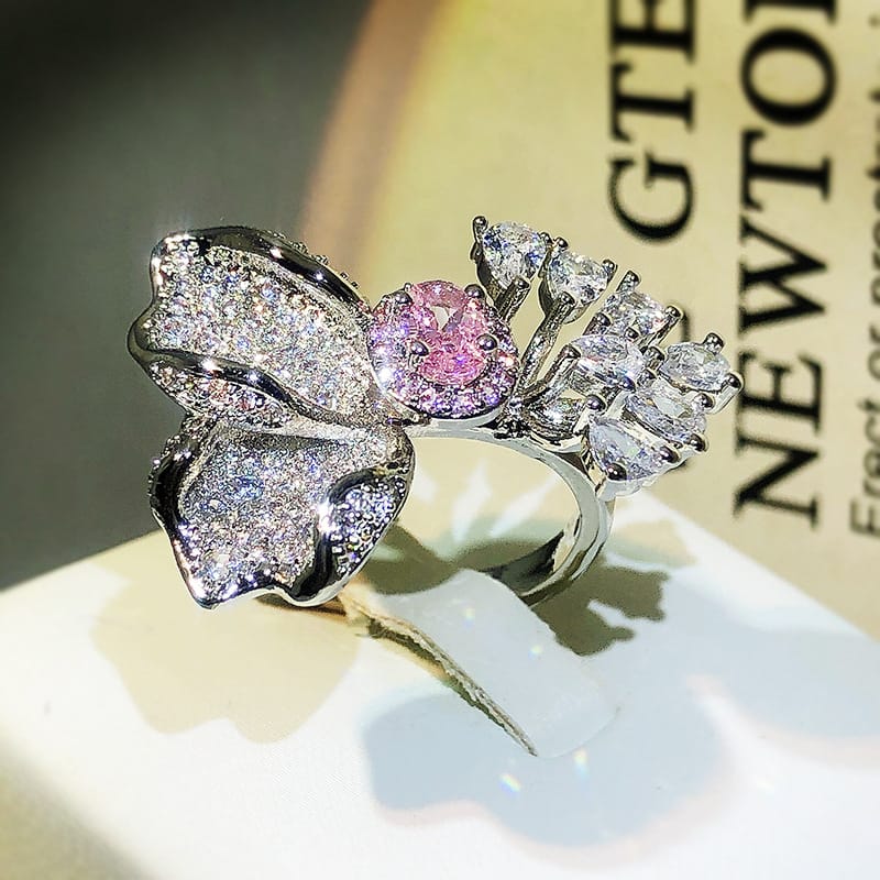 Sparkling Flower Petal Ring
