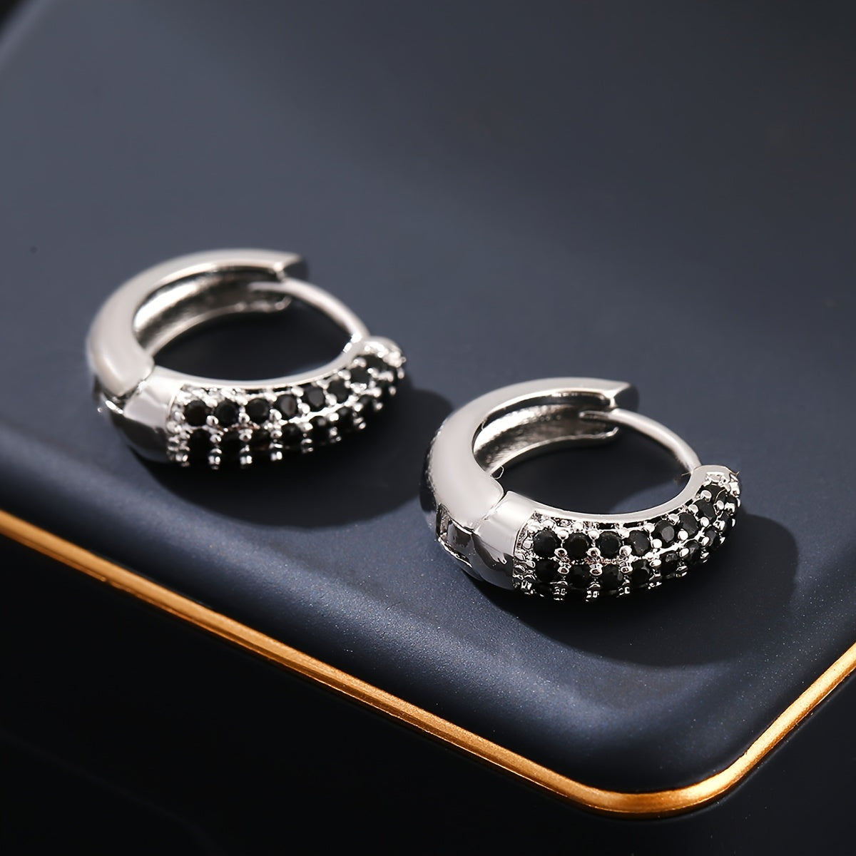 Vintage Geometric Onyx Earrings