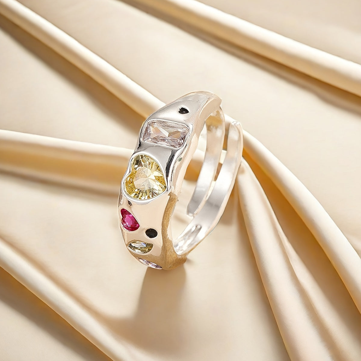 Rainbow Zirconia Open Ring