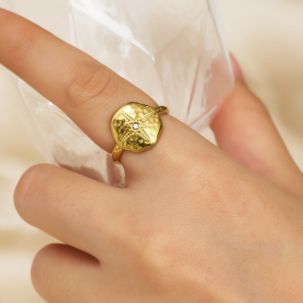 Retro Octagram Zirconia Ring