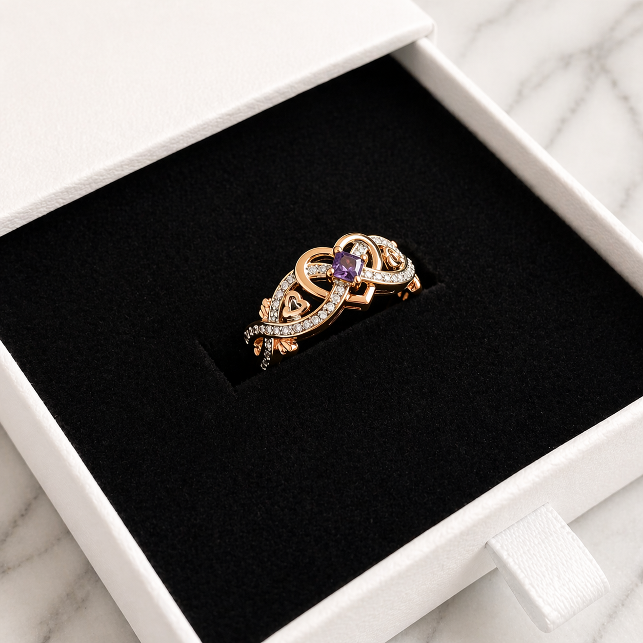Violet Heart Serenity Ring