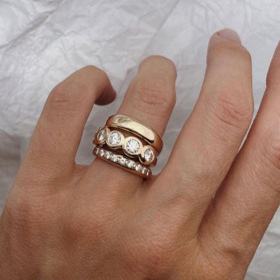 Zirconia Forged Gold Ring