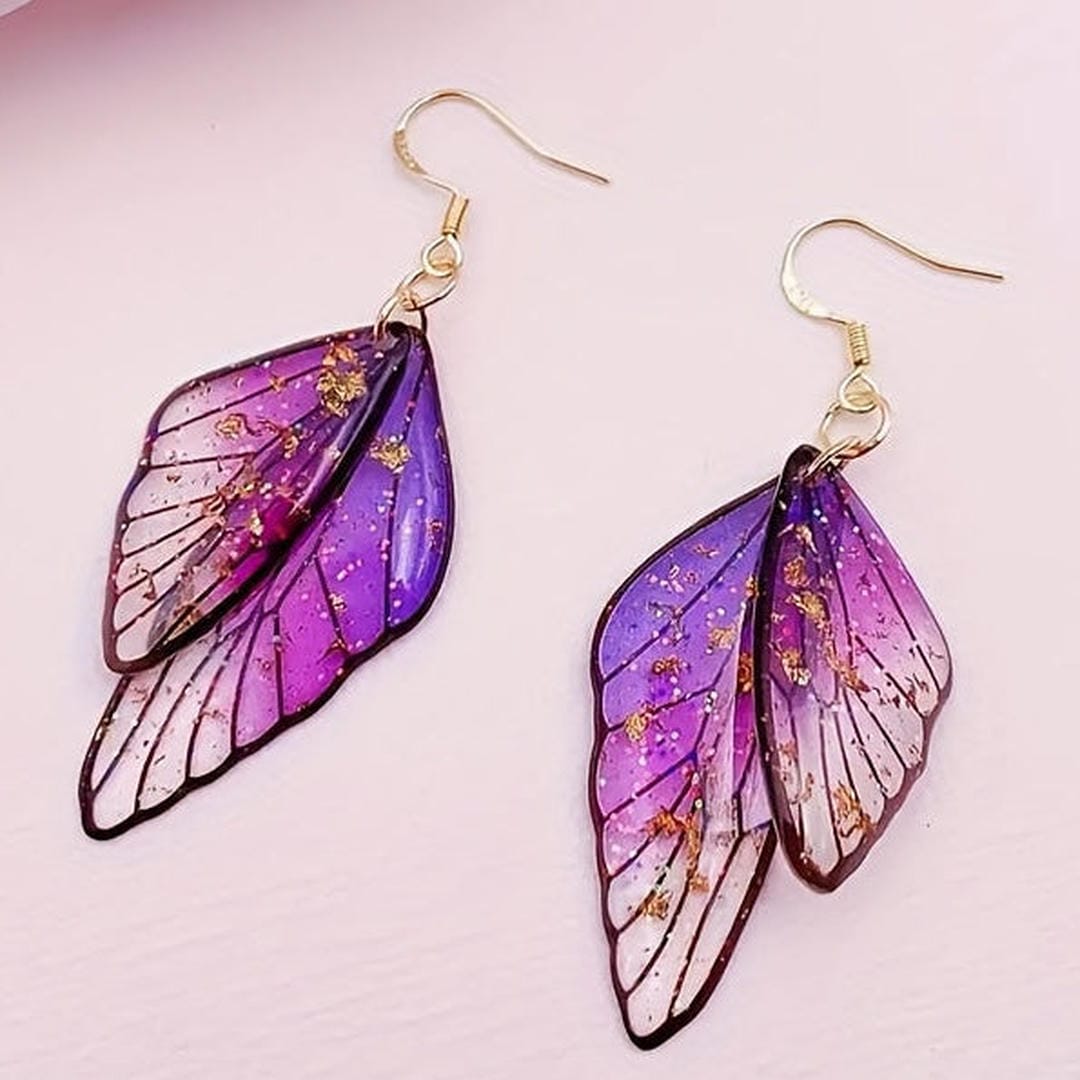 Butterfly Wing Resin Drop Earrings