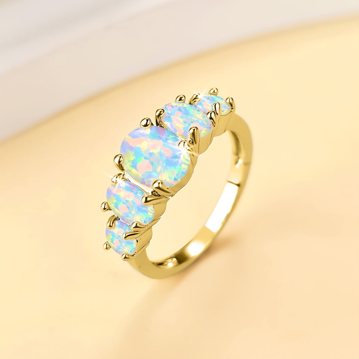 Five Stone Opal Gold Ring