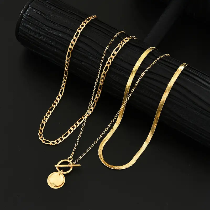 Savira Textured Layered Gold Necklace
