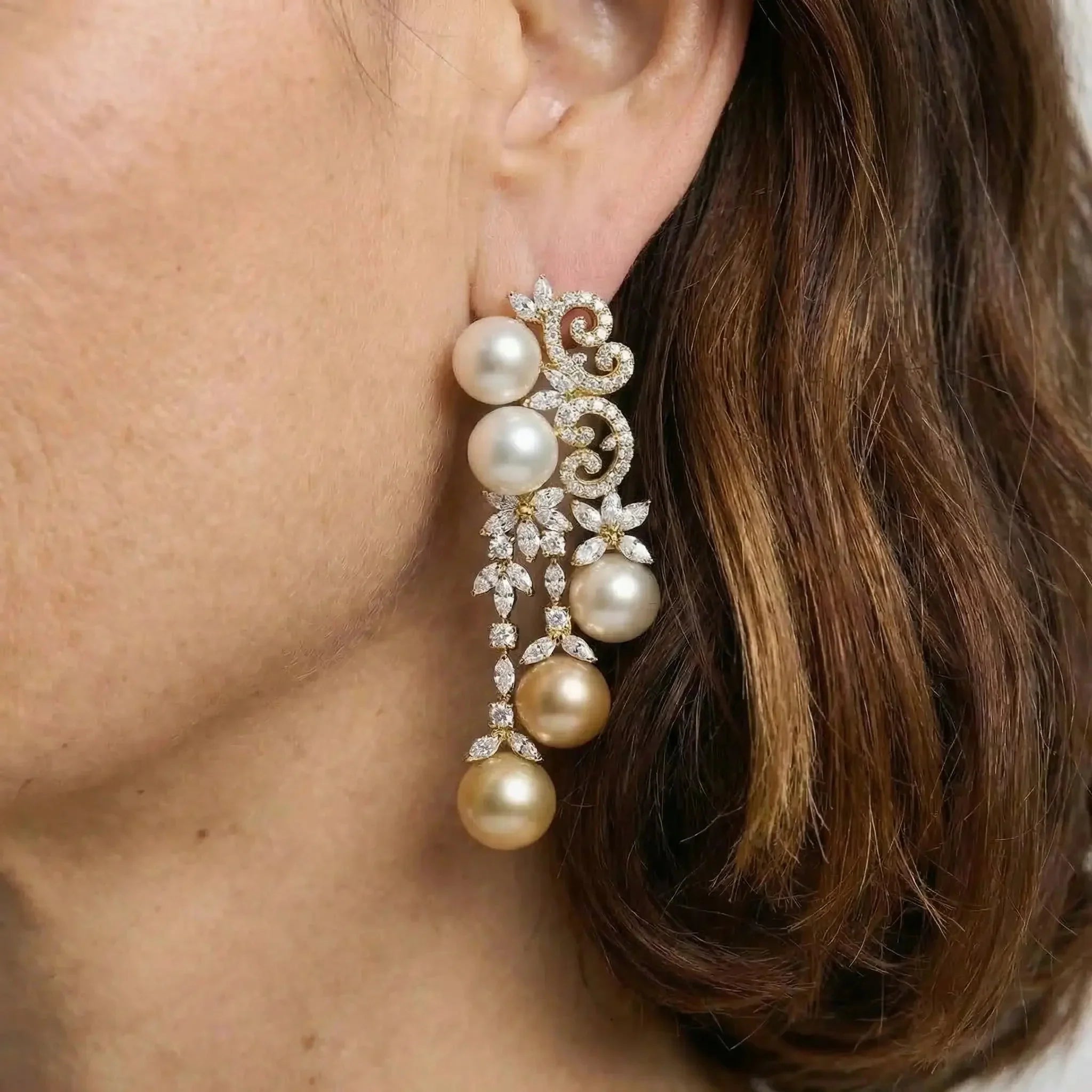 Champagne Gala Pearl Earrings