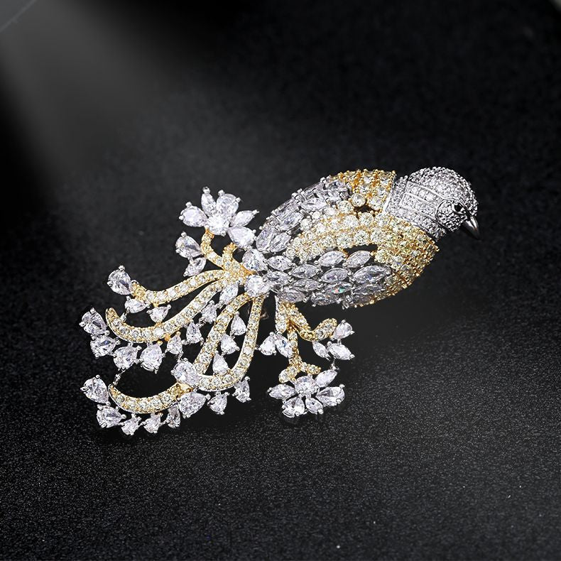 Crowned Songbird Brooch