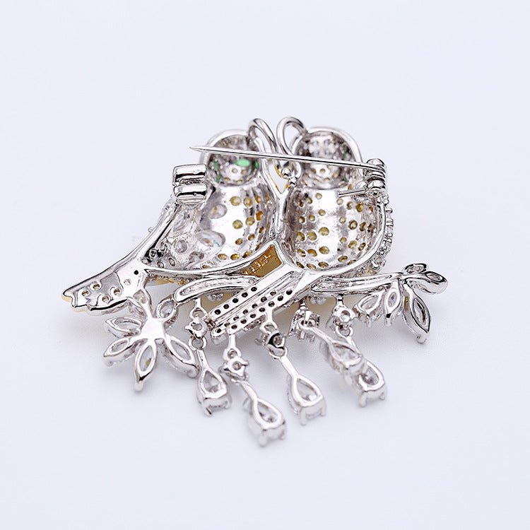 Crystal Lovebirds Brooch