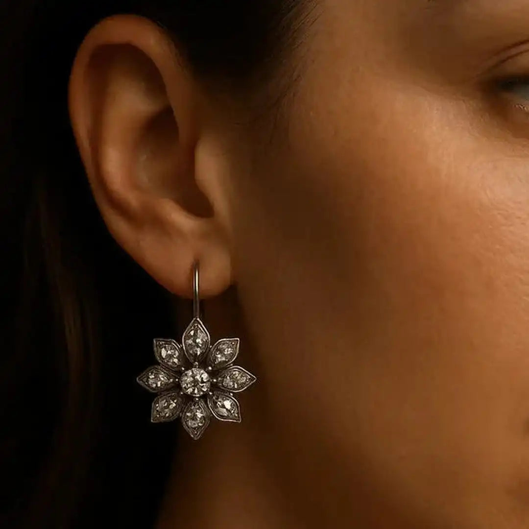Vintage Crystal Flower Earrings