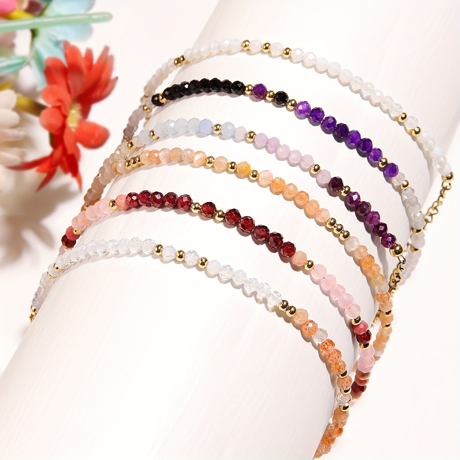 Natural Moonstone and Sunstone Bracelet