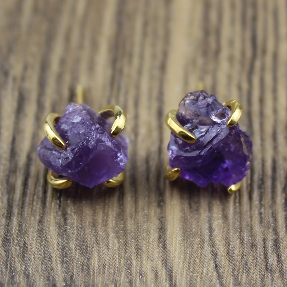 Irregular Mineral Four Claw Stud Earrings