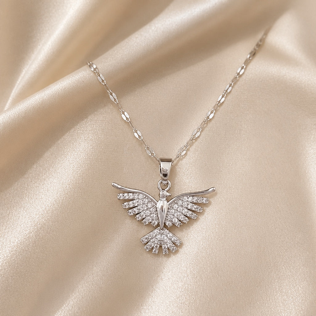 White Gold Phoenix Zirconia Necklace