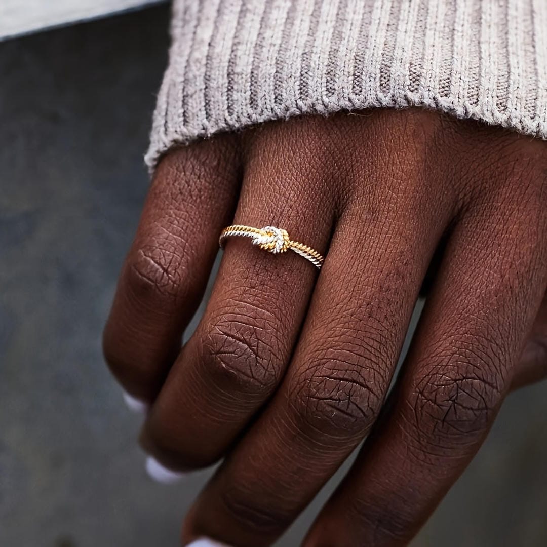 Two Tone Love Knot Ring
