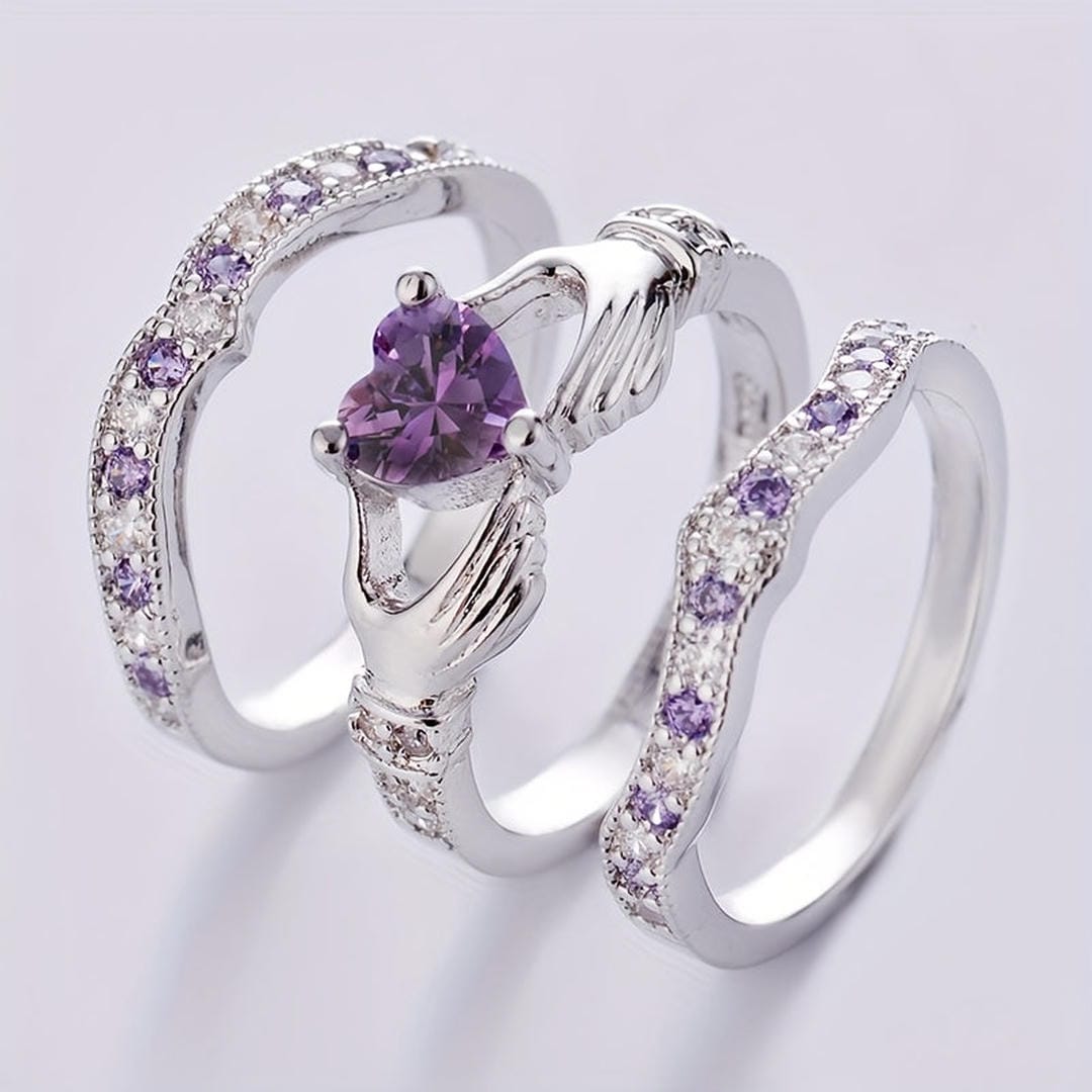 Heart Claddagh Ring Set