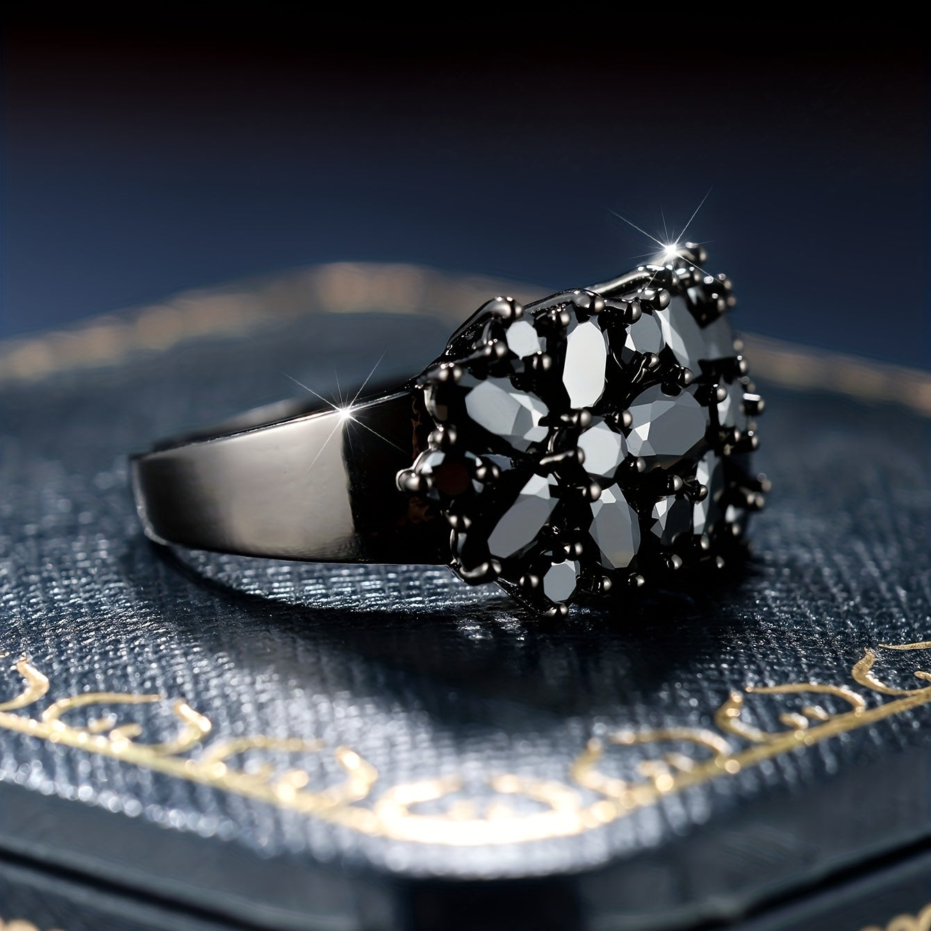 Shimmery Black Zirconia Ring