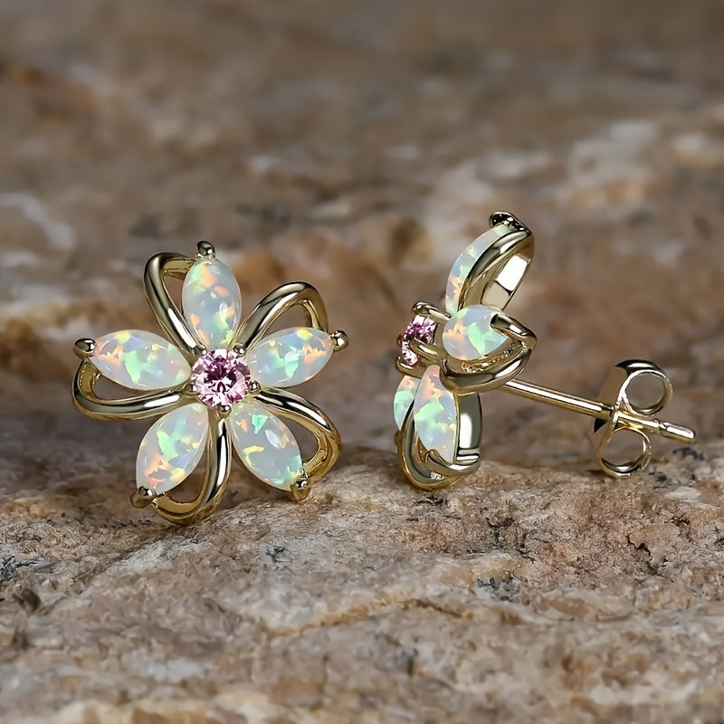 Dainty Opal Blossom Studs