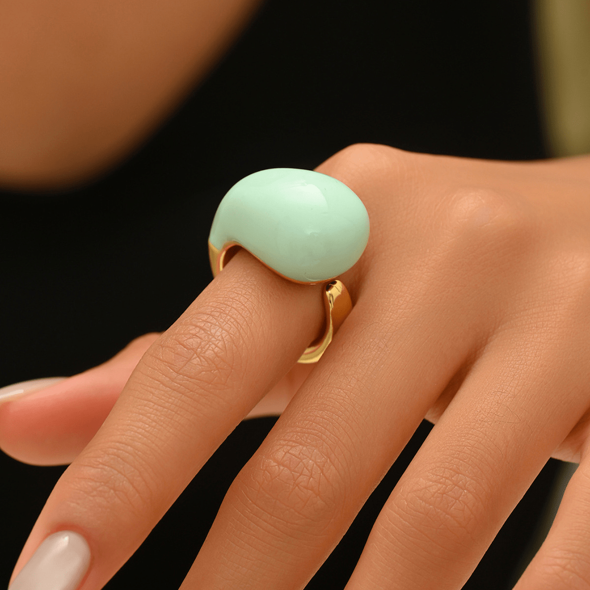 Dew Drop Enamel Ring