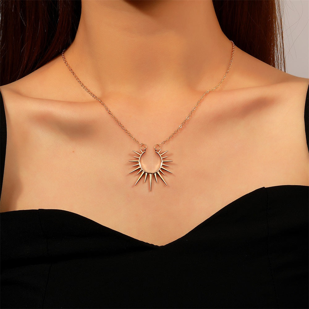White Gold Sunflower Pendant Necklace