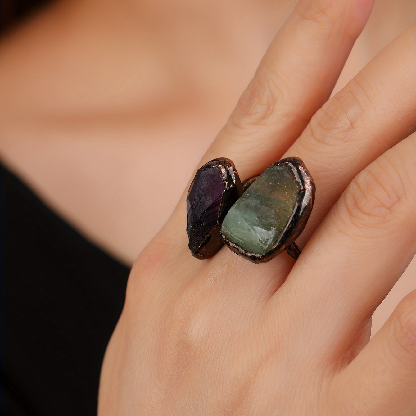 Radiant Double Head Stone Ring