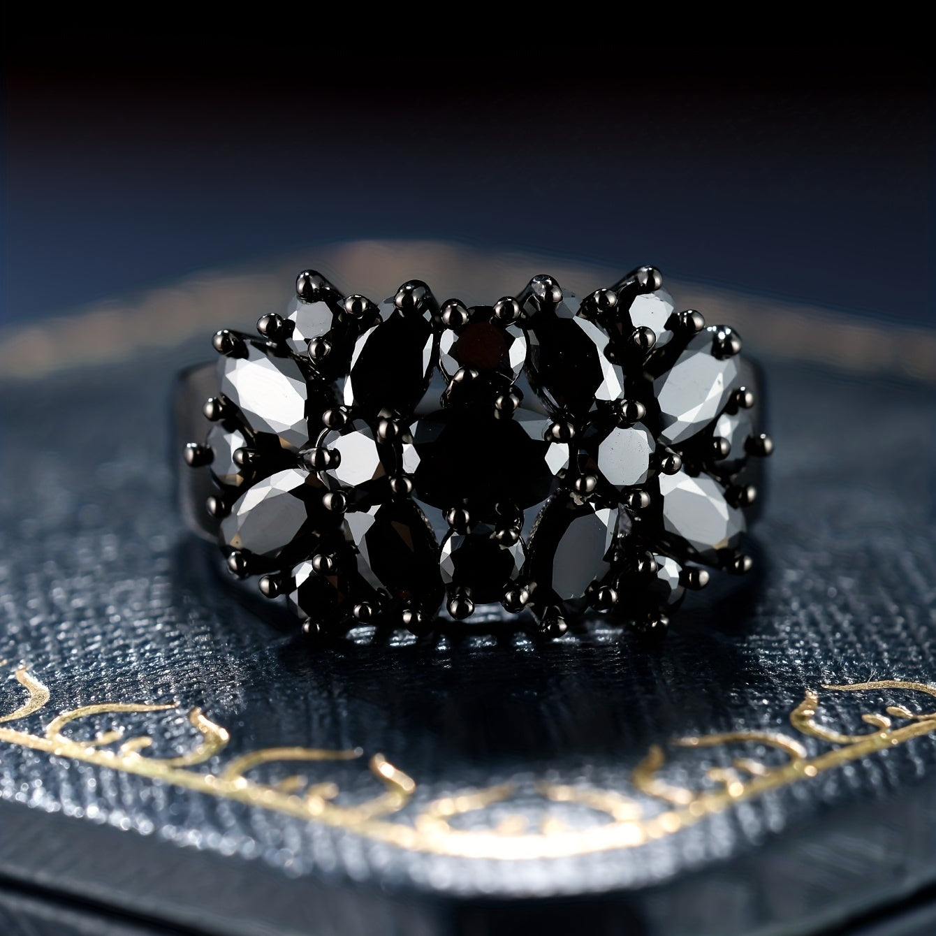 Shimmery Black Zirconia Ring