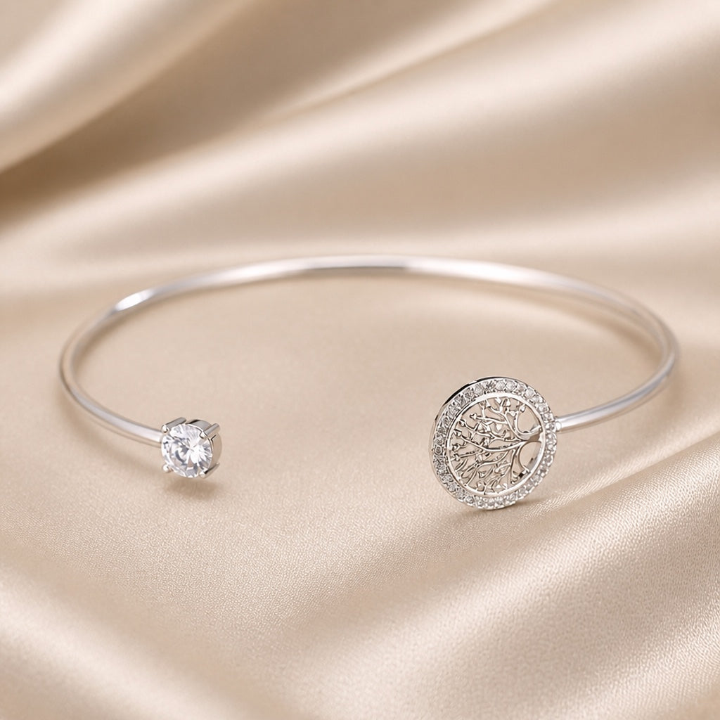 White Gold Tree of Life Bracelet