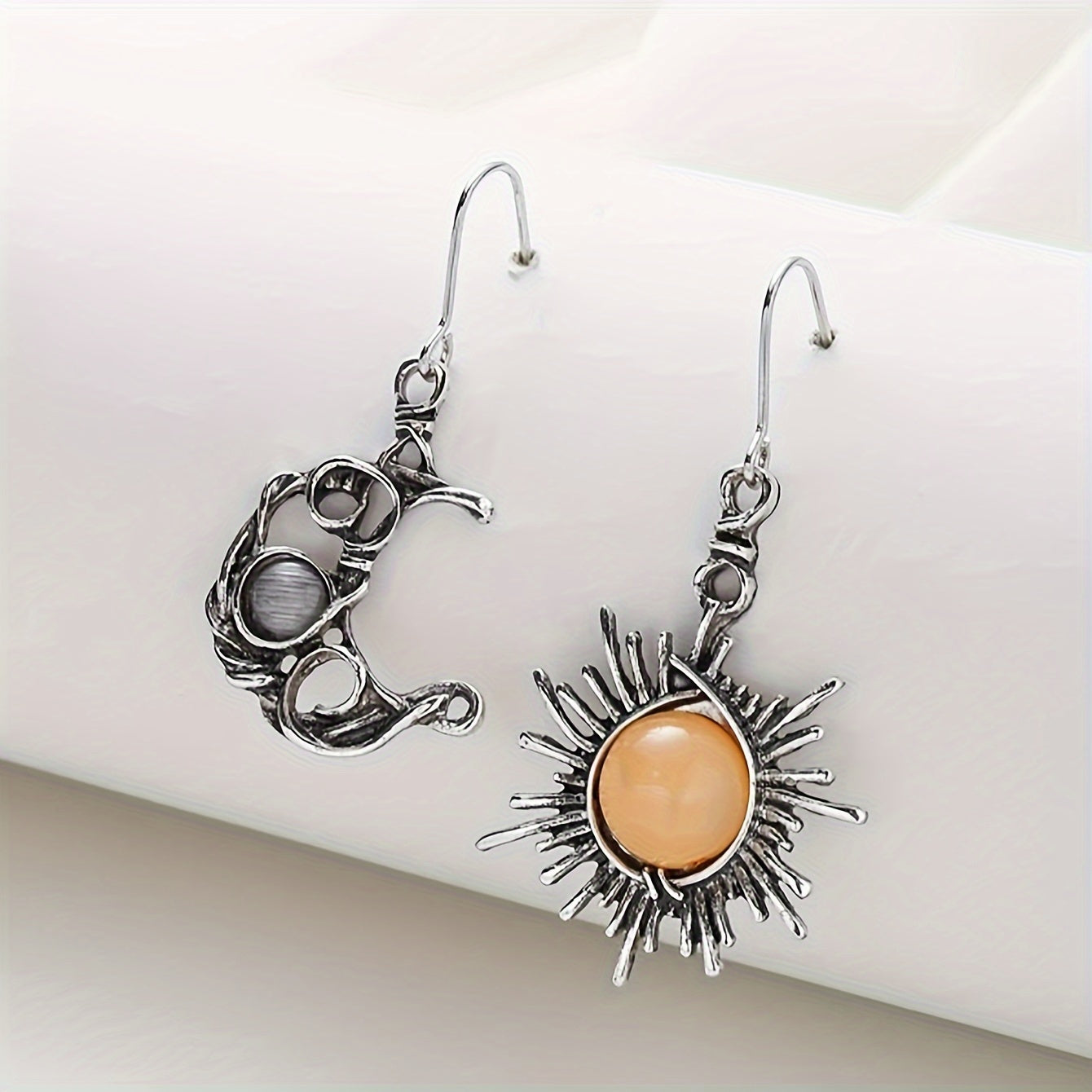 Sun and Moon Opal Earrings