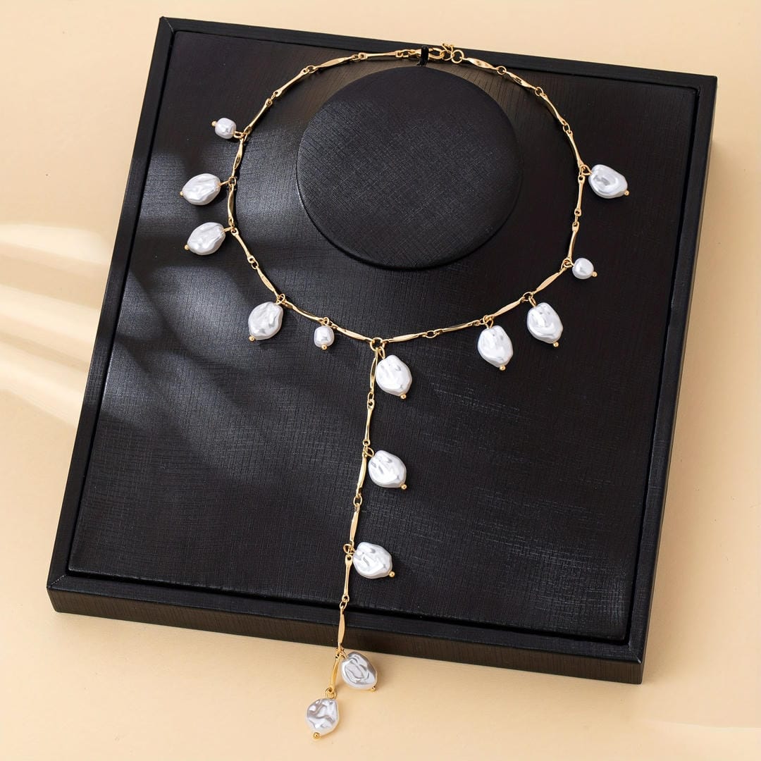 Pearl Cascade Y-Lariat Necklace
