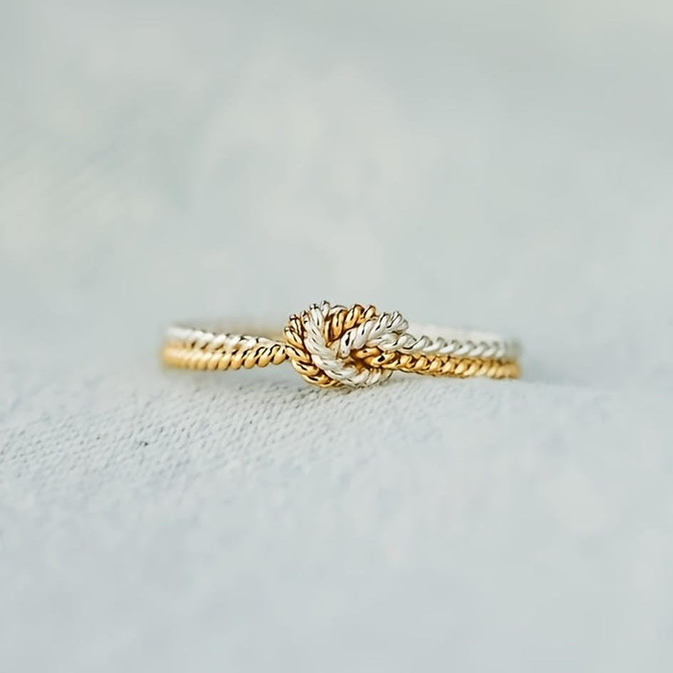 Two Tone Love Knot Ring
